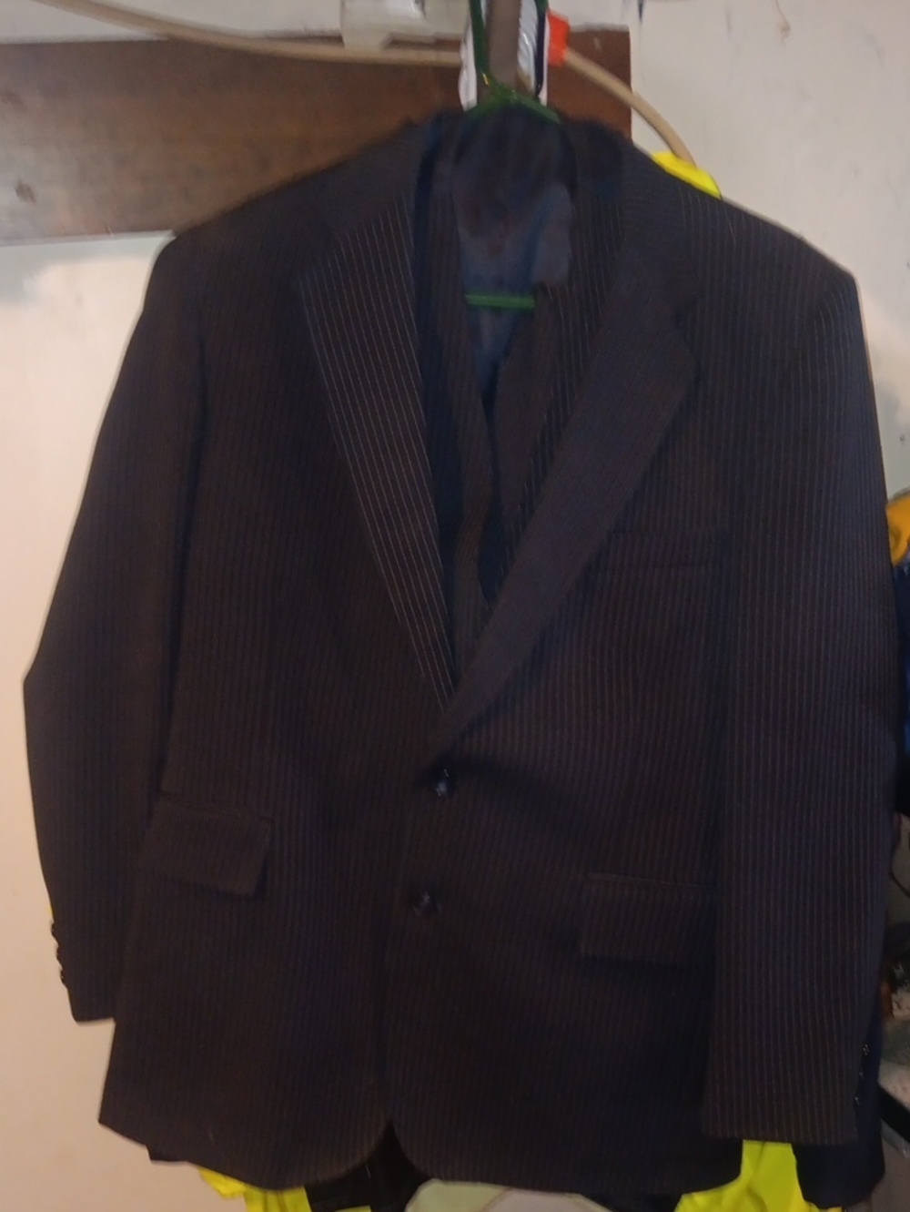 Aqua Black Pinstripe Men's Suit Jacket